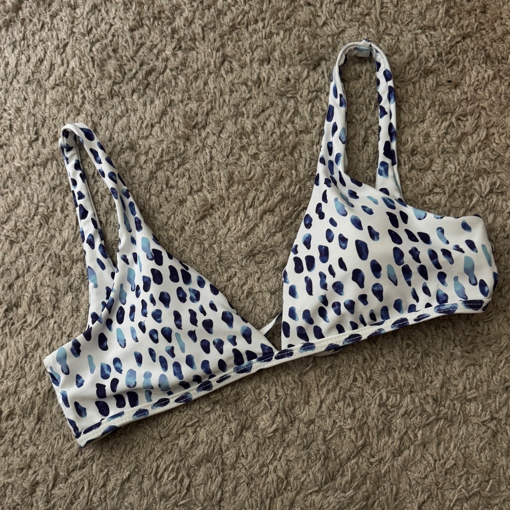 SHEIN Blue and White Bikini Top
